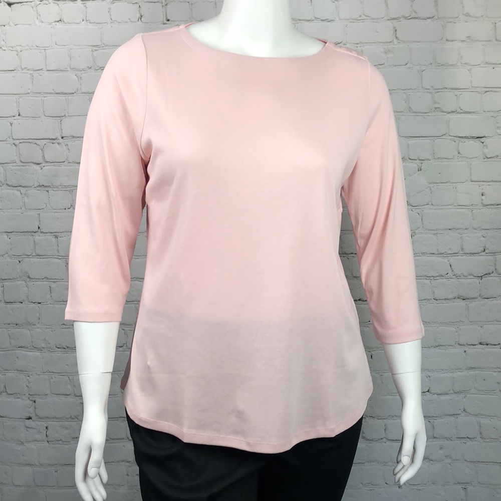 0X 1X 2X 3X Charter Club Pink 3/4 Sleeve Top Plus Size - Picture 2 of 4